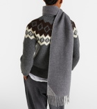 Prada Logo wool and cashmere jacquard scarf