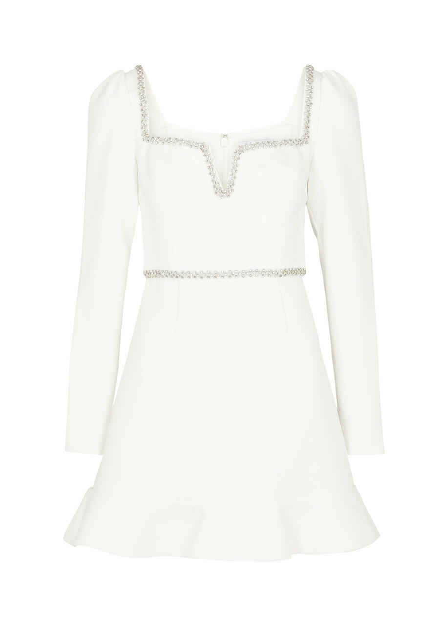 Self-portrait Crystal and Bead-embellished Mini Dress White Self-Portrait