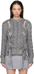 Pushbutton Silver Knit Sweater
