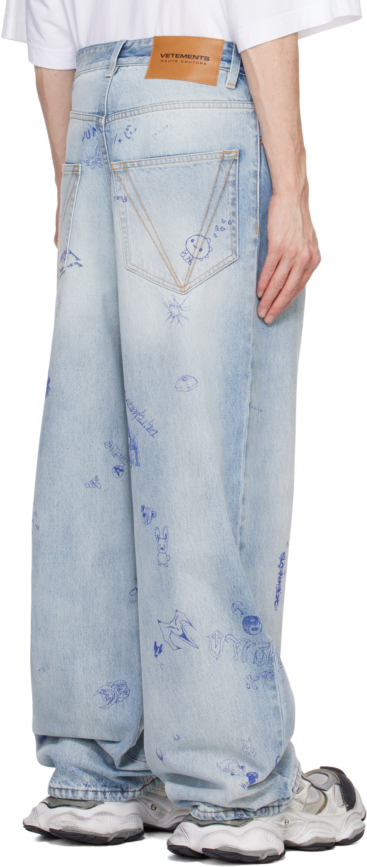VETEMENTS Blue Scribbled Baggy Jeans