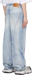 VETEMENTS Blue Scribbled Baggy Jeans