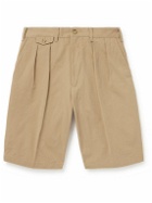Beams Plus - Wide-Leg Pleated Cotton-Twill Shorts - Neutrals