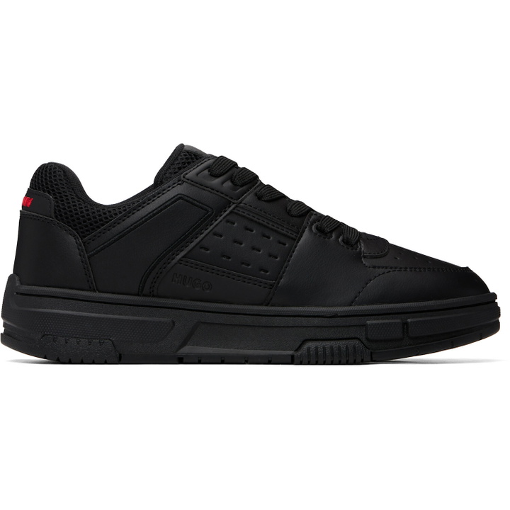 Photo: Hugo Black Mesh-Trim Faux-Leather Sneakers