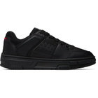 Hugo Black Mesh-Trim Faux-Leather Sneakers