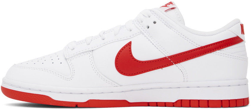 Nike White & Red Dunk Retro Low Sneakers Nike