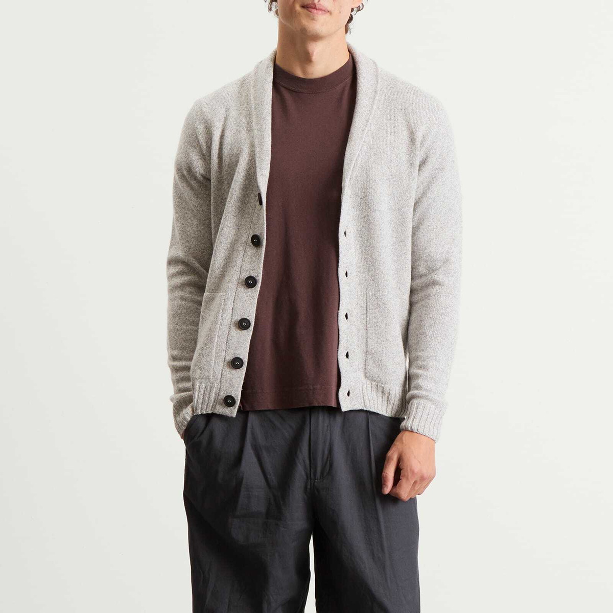 John Smedley Men's Rockford Cashmere Shawl Collar Cardigan in Polar