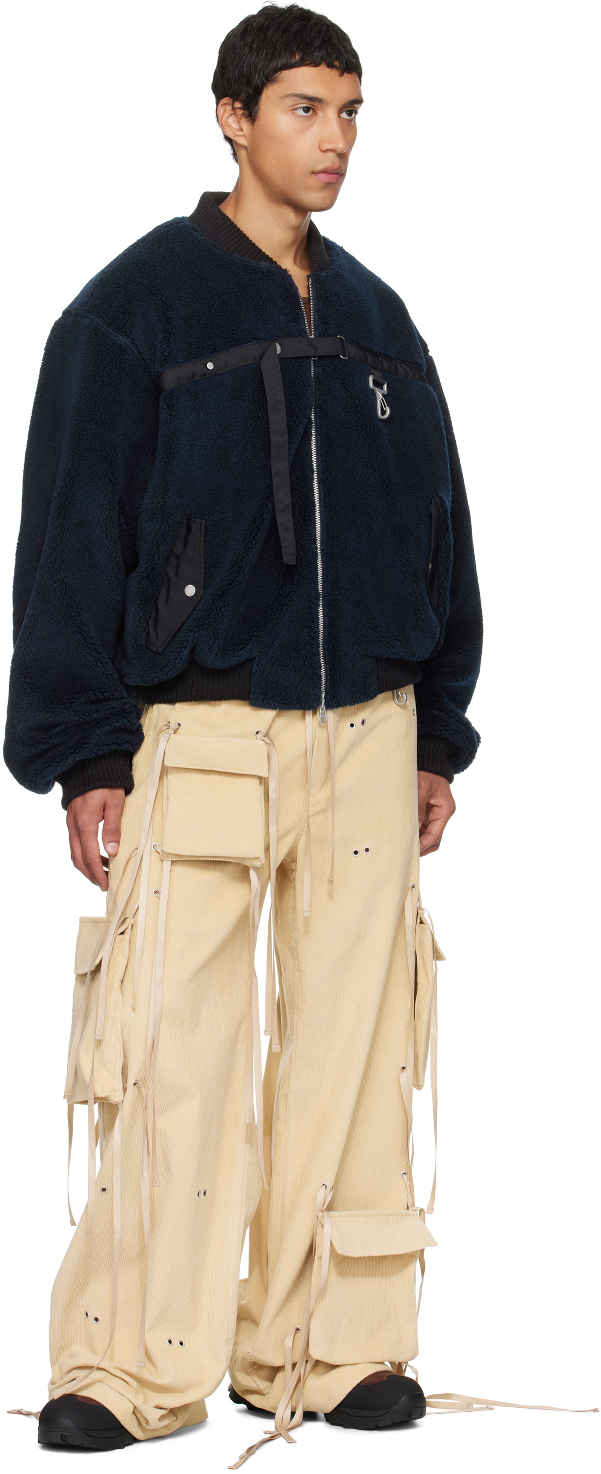 Reese Cooper Navy Sherpa Fleece Bomber jacket