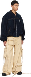 Reese Cooper Navy Sherpa Fleece Bomber jacket
