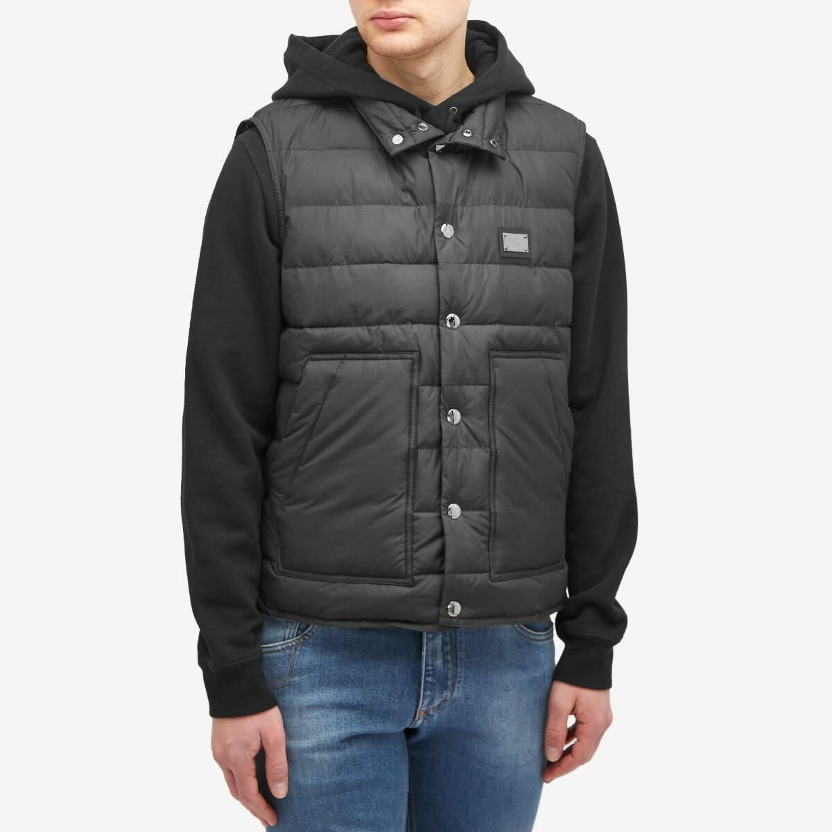 Dolce & Gabbana Men's Plate Padded Vest in Black