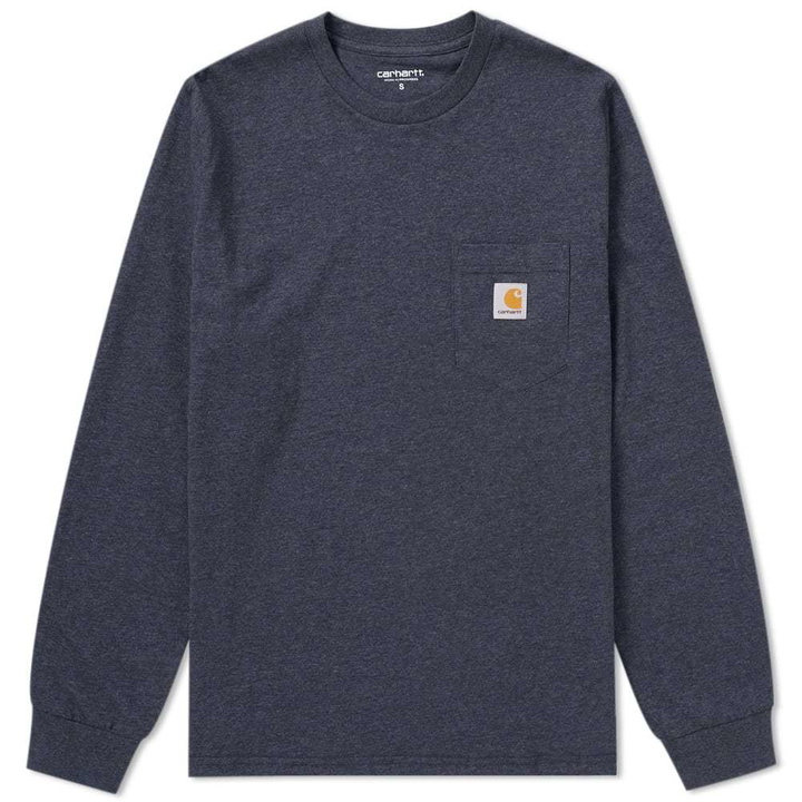 Photo: Carhartt Long Sleeve Pocket Tee Dark Navy Heather