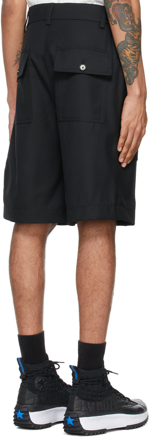 Feng Chen Wang Black Wool Paneled Shorts Feng Chen Wang