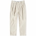 END. x Beams Plus 'Ivy League' Two Pleat Corduroy Pant in Ivory