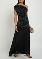 Staud Phare Draped Stretch-silk Maxi Dress Black