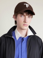 TOM FORD - Leather-Trimmed Logo-Embroidered Cotton-Twill Baseball Cap - Brown