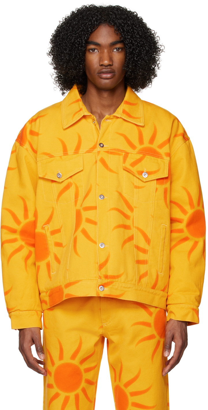 Liberal Youth Ministry Orange Printed Denim Jacket