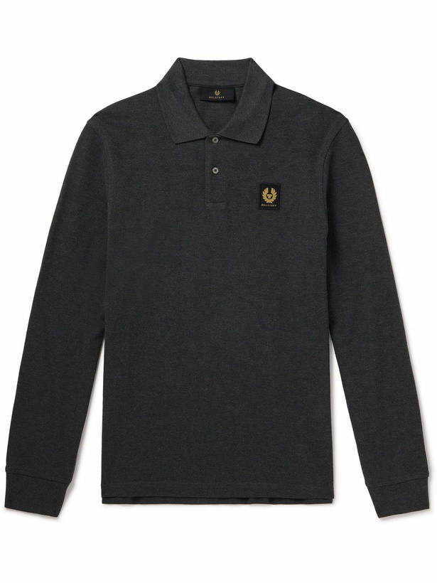 Photo: Belstaff - Slim-Fit Logo-Appliquéd Cotton-Piqué Polo Shirt - Gray