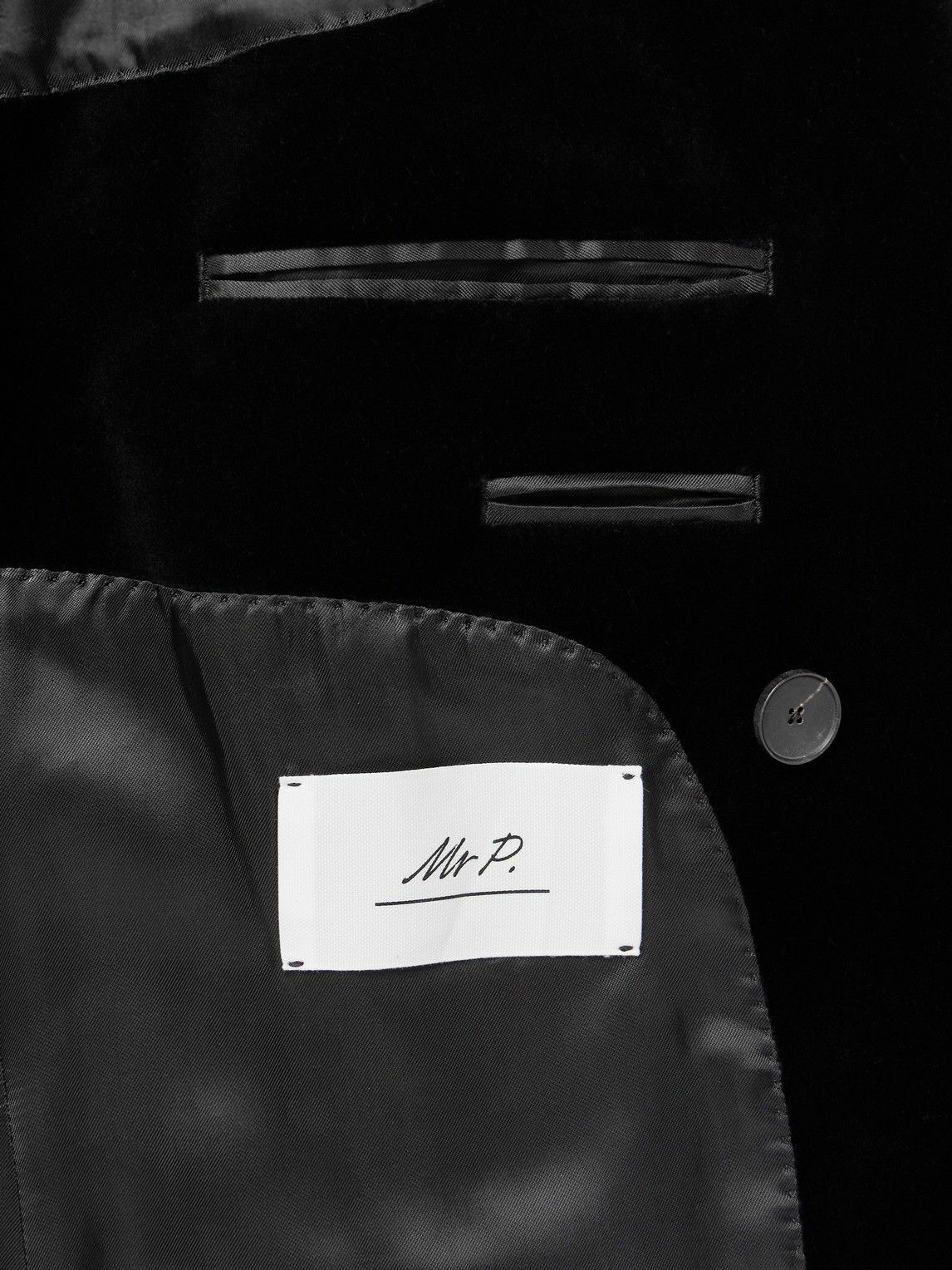 Mr P. - Double-Breasted Cotton-Velvet Tuxedo Jacket - Black