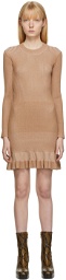 See by Chloé Brown Knit Ruffle Short Dress