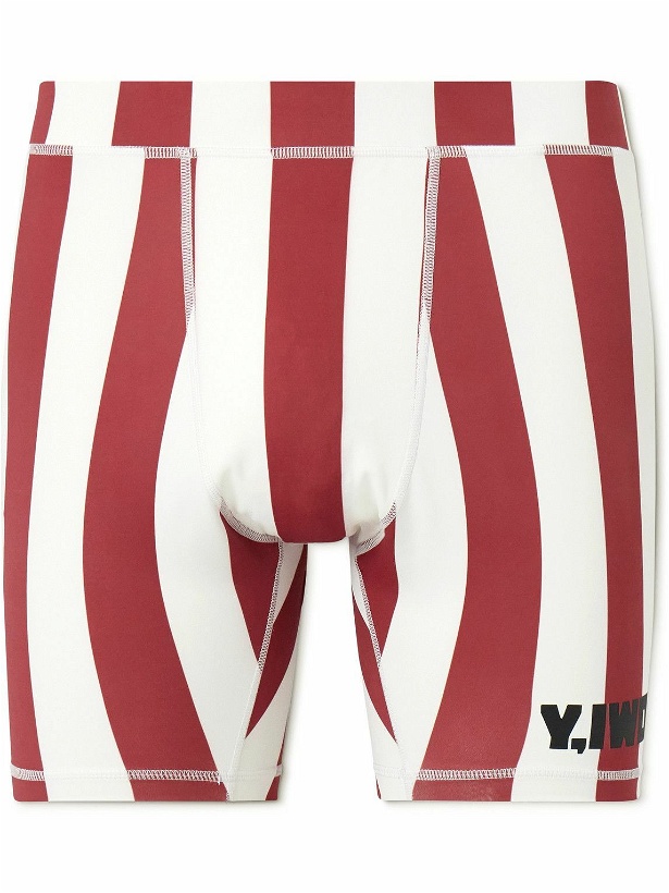 Photo: Y,IWO - Hardwear Logo-Print Striped Stretch-Jersey Cycling Shorts - Red