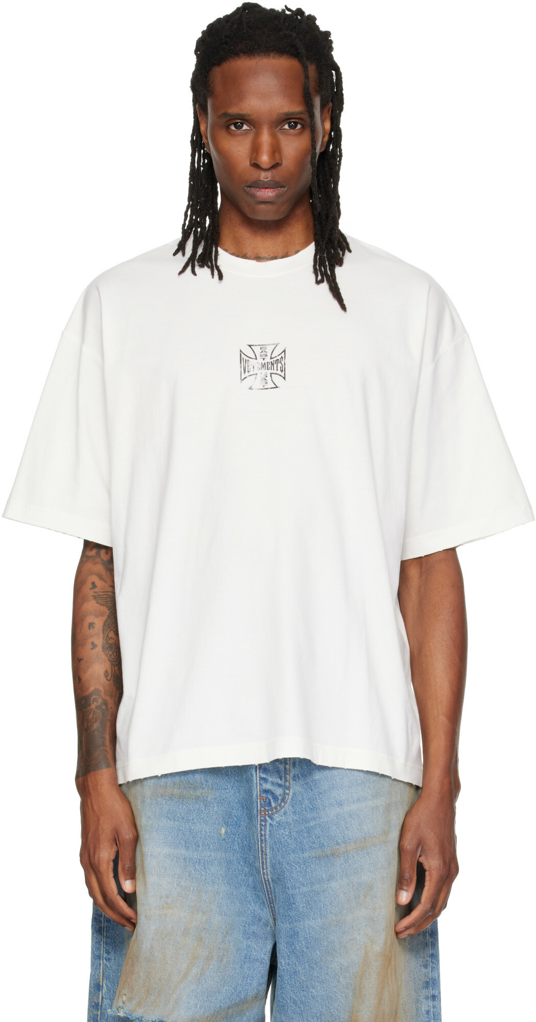 VETEMENTS White Scribbled Teen T-Shirt Vetements