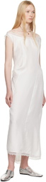 COLLEEN ALLEN White Silk Slip Midi Dress