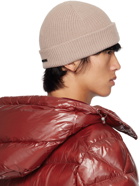 Moncler Taupe Logo Patch Beanie