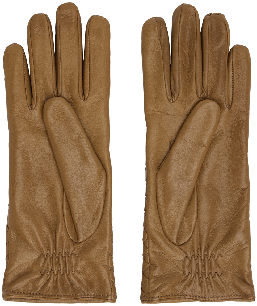 Bottega Veneta Tan Intrecciato Leather Gloves