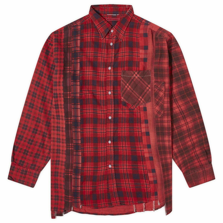 Photo: Needles Men's 7 Cuts Over Dyed Wide Flannel Shirt in Red 
