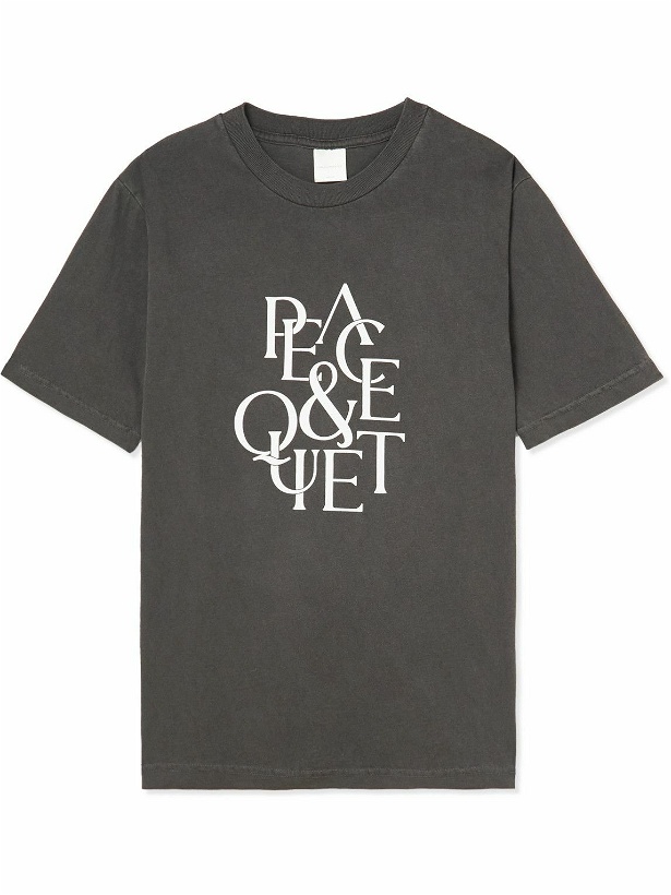 Photo: Museum Of Peace & Quiet - Serif Logo-Print Cotton-Jersey T-Shirt - Gray