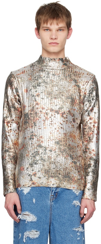 Photo: Doublet Silver Rust Printed Turtleneck