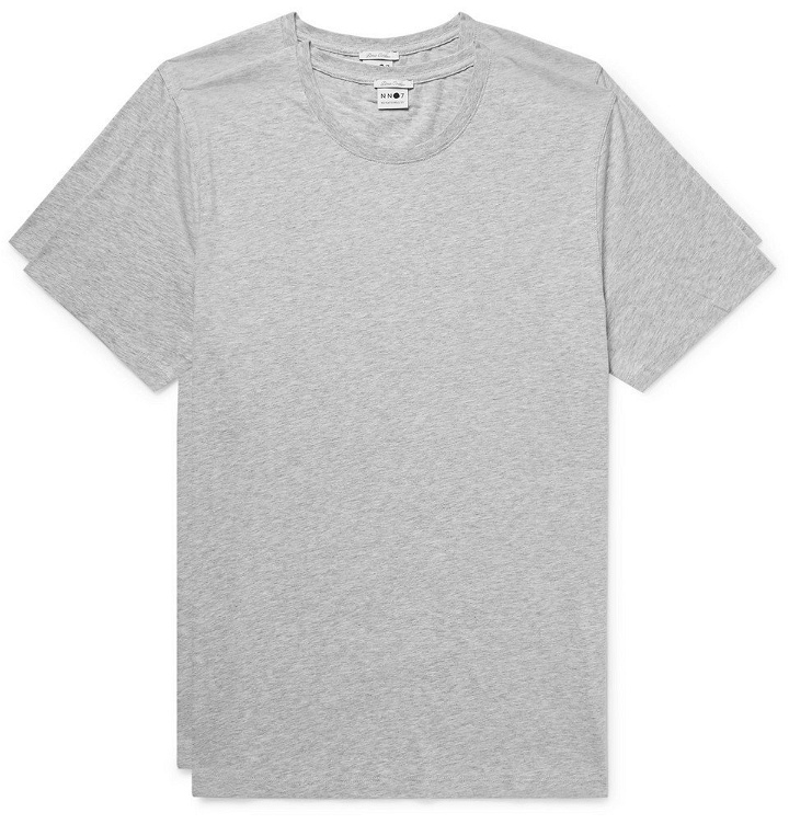 Photo: NN07 - Two-Pack Mélange Pima Cotton-Jersey T-Shirts - Gray