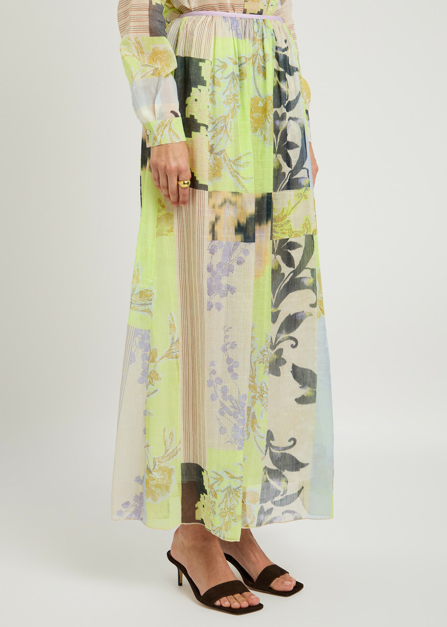 Forte_forte Garden Print Chiffon Midi Skirt Multicoloured