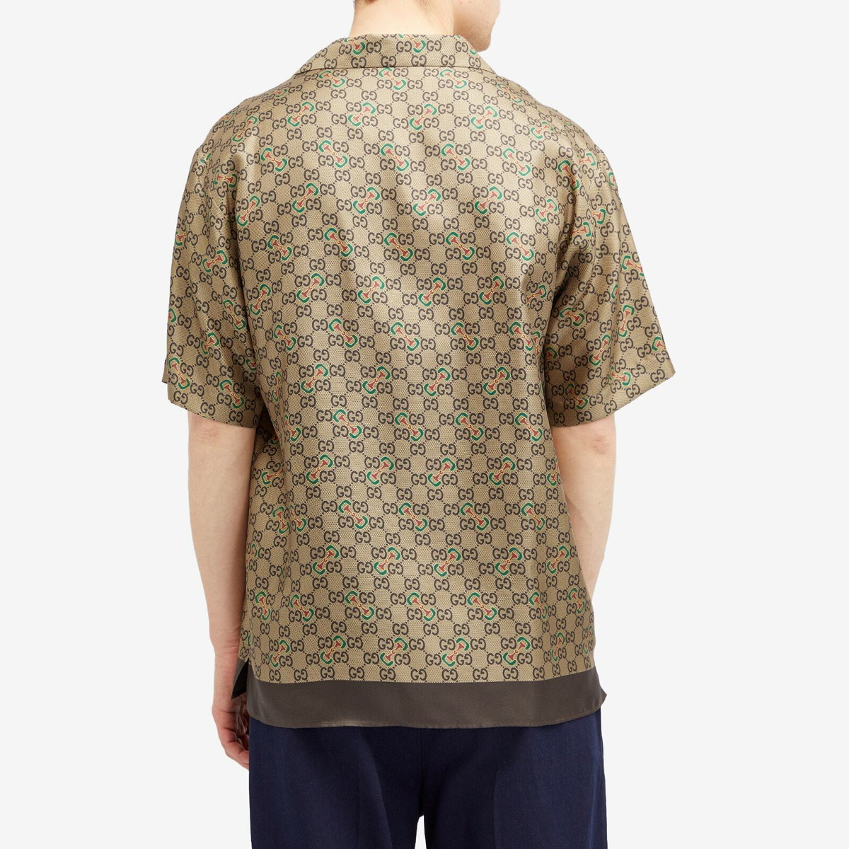 Gucci Men's Silk GG Monogram Vacation Shirt in Green