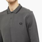 Fred Perry Authentic Men's Long Sleeve Twin Tipped Polo Shirt in Gunmetal/Black