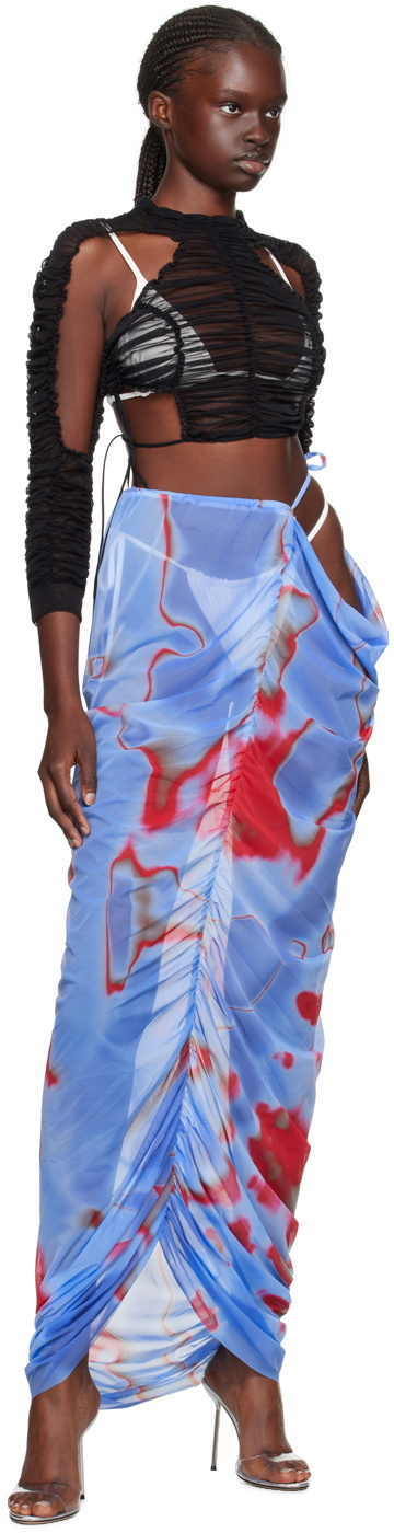 Ester Manas Blue Ruched Maxi Skirt
