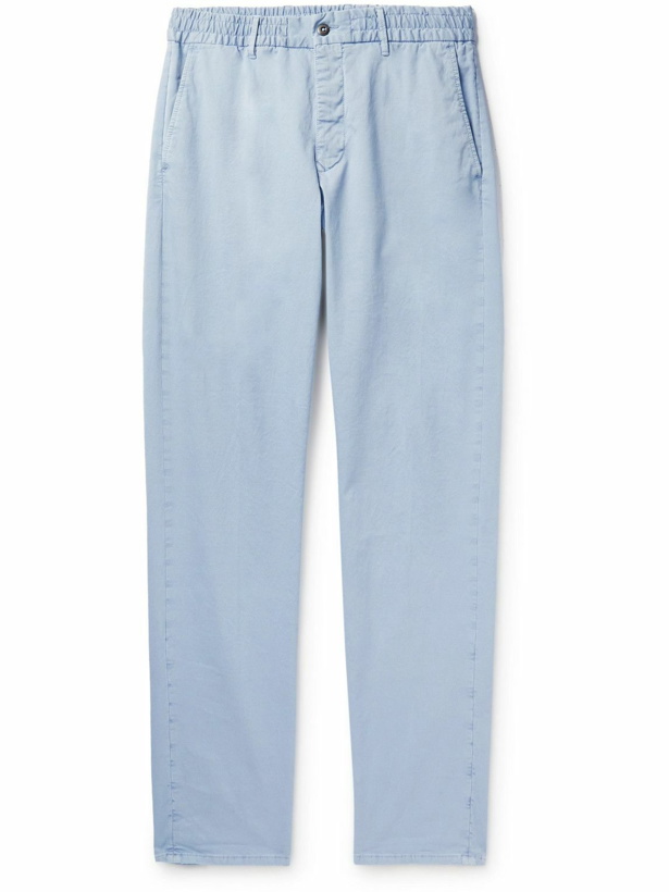 Photo: Incotex - Straight-Leg Cotton-Blend Gabardine Trousers - Blue