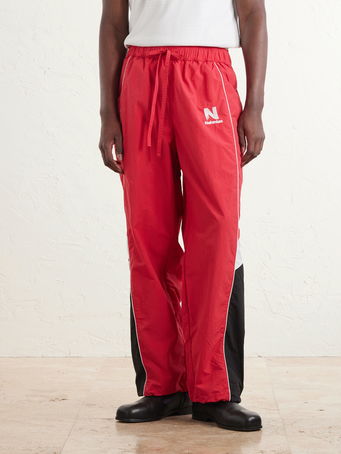 NAHMIAS - Straight-leg Logo-Embroidered Nylon Trousers - Red