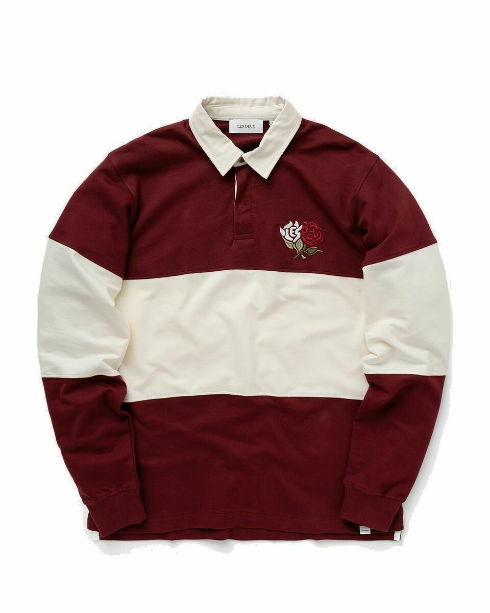 Photo: Les Deux Felipe Ls Rugby Shirt Red/Beige - Mens - Polos/Longsleeves