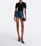 Mugler Pleated denim shorts