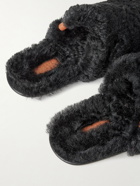 Loewe - Leather-Trimmed Shearling Slippers - Black