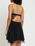 DION LEE Crepe De Chine & Lace Mini Dress