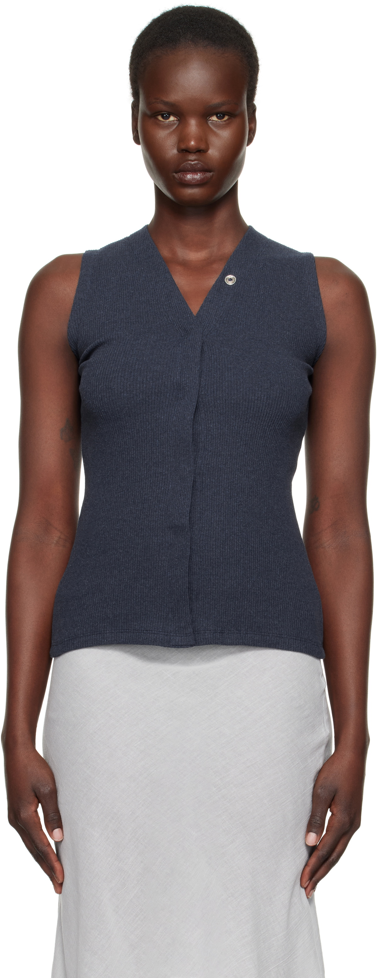 Baserange Navy Tav Snaps Tank Top Baserange