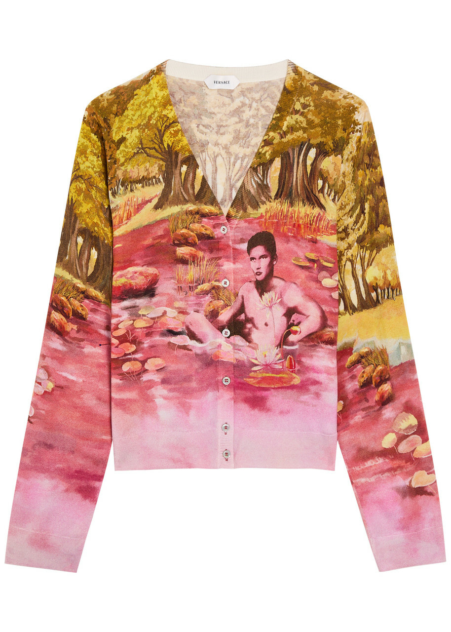 Versace Printed Silk Cardigan Multicoloured