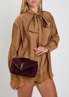 Saint Laurent Loulou Small Quilted Suede Shoulder bag - Burgundy - One Size