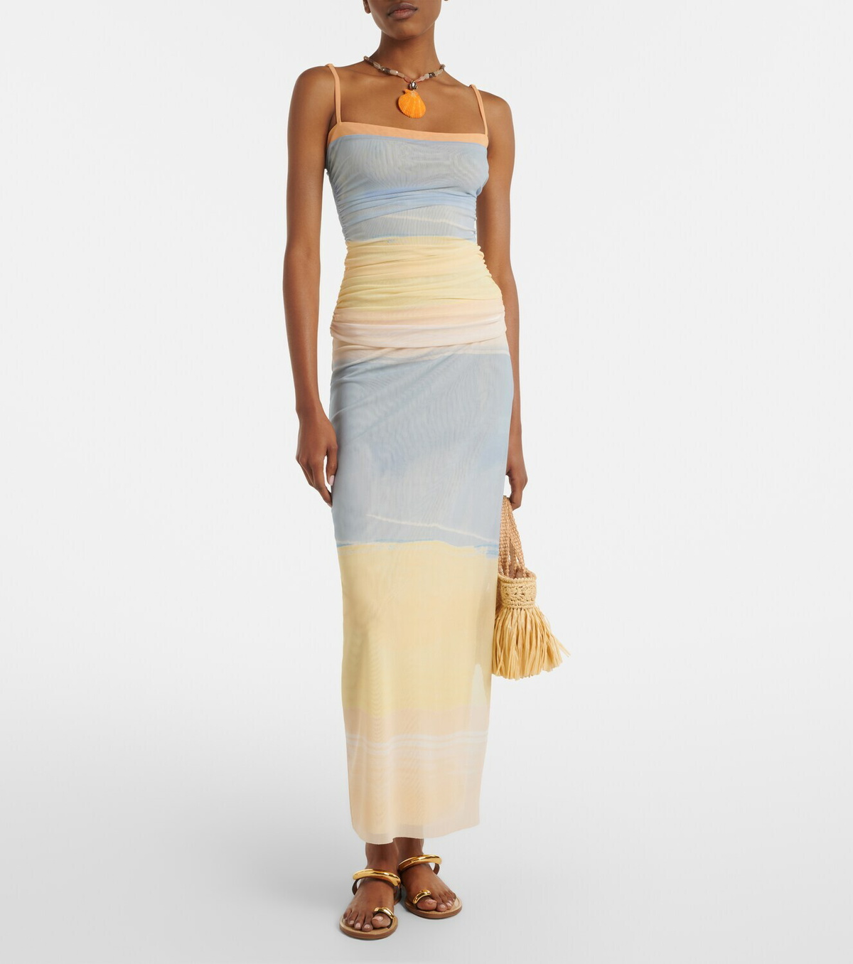SIR Printed mesh maxi skirt