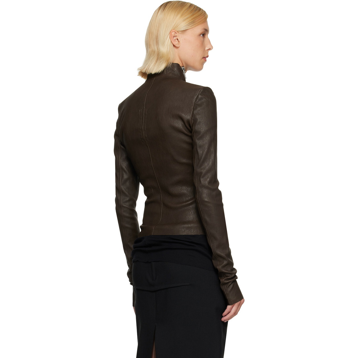 Rick Owens Brown Tower Gary Leather Jacket