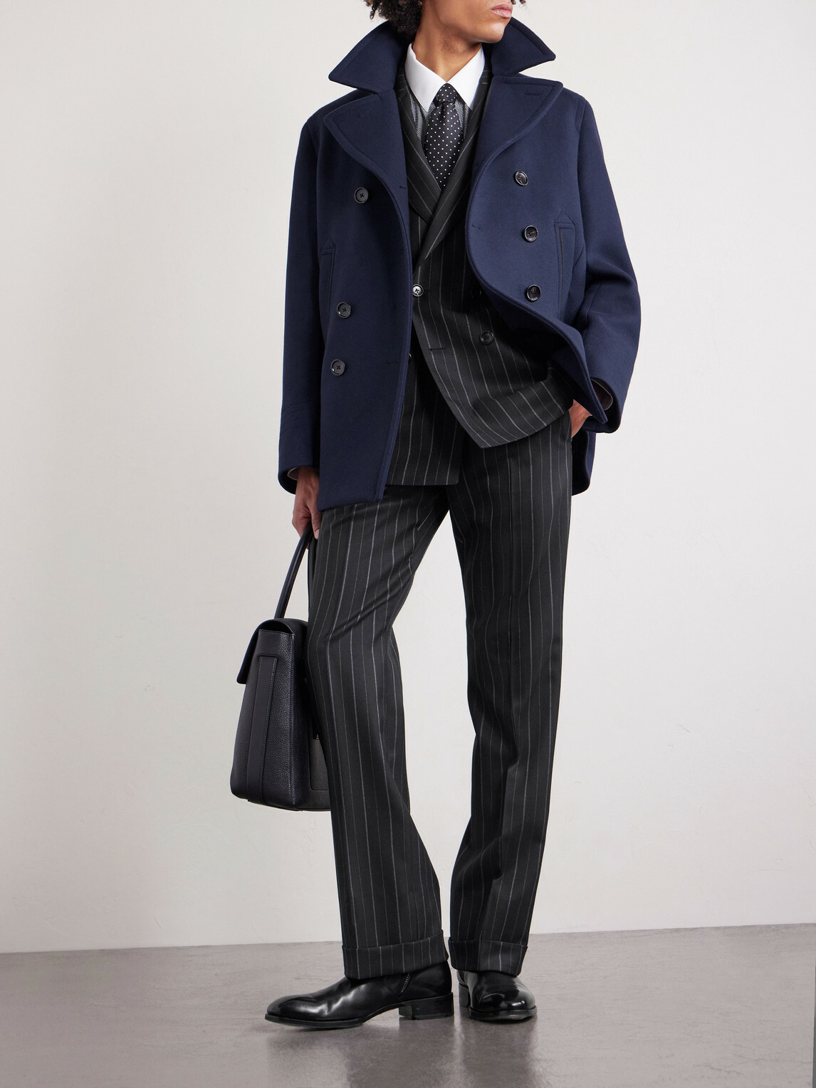 TOM FORD - Straight-Leg Pinstriped Wool-Twill Suit Trousers - Black