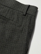De Bonne Facture - Tapered Pleated Checked Wool Trousers - Gray