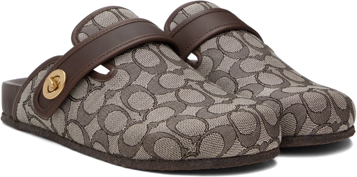 Coach 1941 Brown Blake Signature Jacquard Clog Loafers