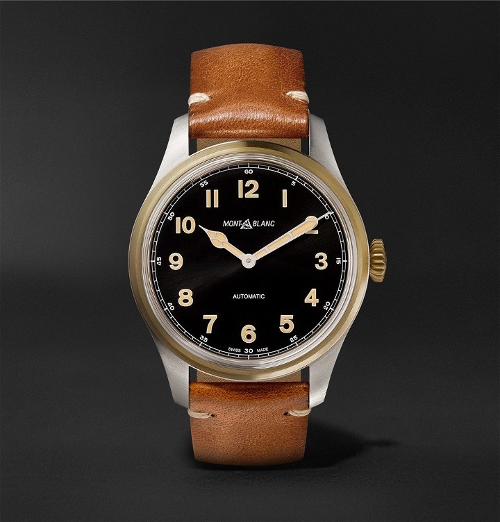 Photo: Montblanc - 1858 Automatic 40mm Stainless Steel, Bronze and Leather Watch - Black